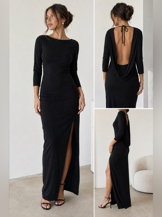 ASOS Dresses & Skirts - ASOS Black Draped Open Back Maxi Dress